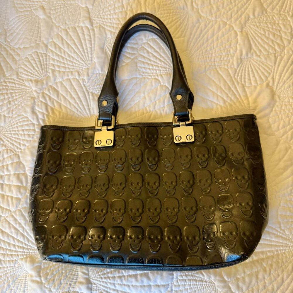 Treesje Mortale Skull embossed leather satchel handbag